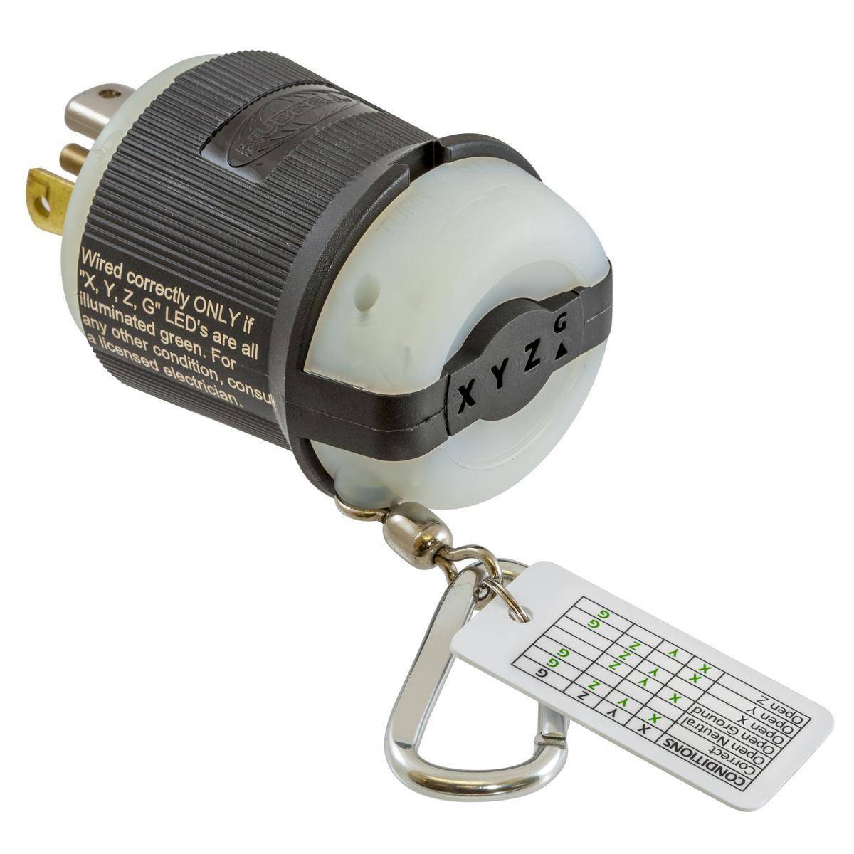 Wiring Device-Kellems Twist-Lock® HBL3PT2811 3-Phase 4-Pole 5-Wire Grounding Standard Sized Circuit Tester, 120/208 VAC, 30 A Load, NEMA L21-30P Enclosure