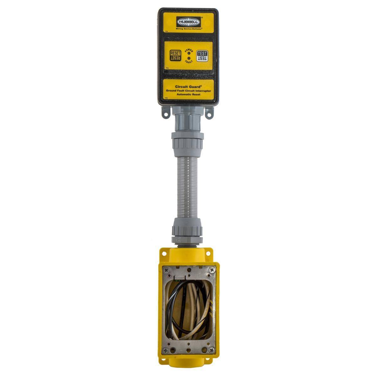 Wiring Device-Kellems HBLWTGF240 1-Phase 2-Pole 3-Wire Grounding GFCI Protected Single Phase Standard Sized Watertight Screw Terminal FD Box, Composite