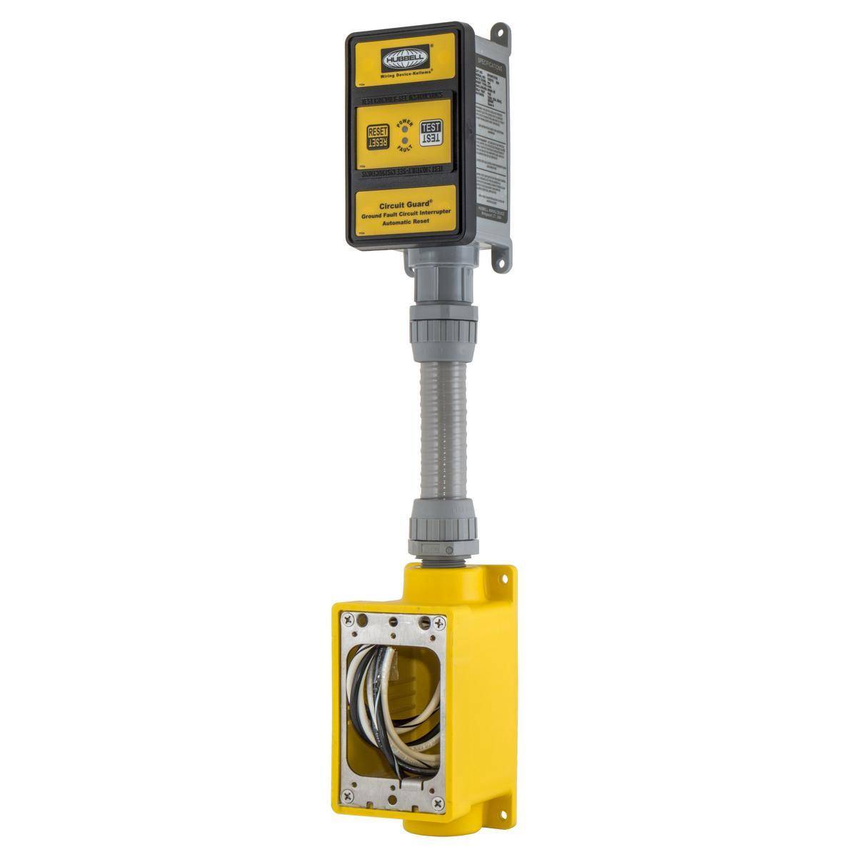 Wiring Device-Kellems HBLWTGF240 1-Phase 2-Pole 3-Wire Grounding GFCI Protected Single Phase Standard Sized Watertight Screw Terminal FD Box, Composite
