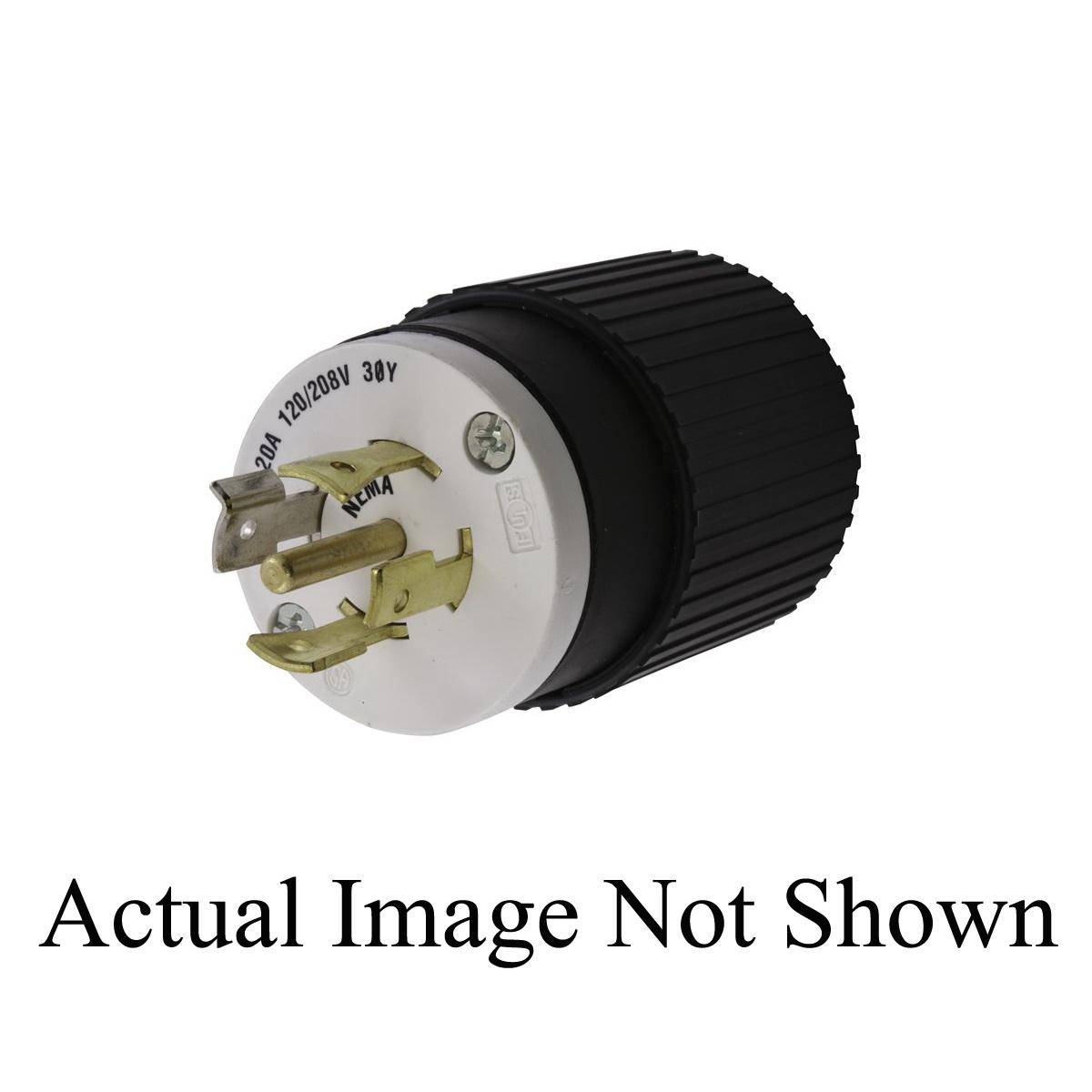 Wiring Device-Kellems Twist-Lock® L2120P 3-Phase Male Grounding Standard Cord Mount Locking Plug, 120/208 VAC, 20 A, 4 Poles, 5 Wires, Black
