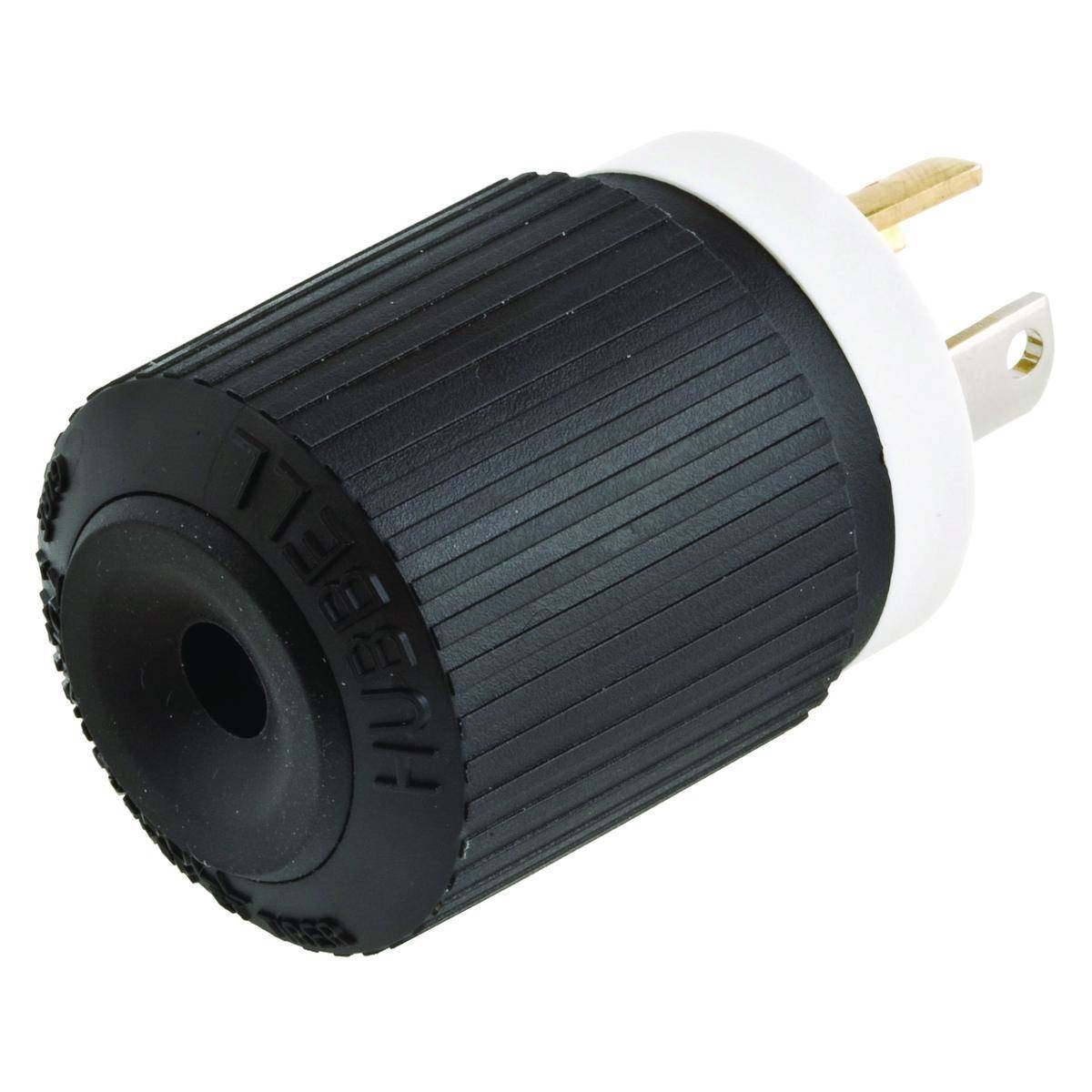 Wiring Device-Kellems Twist-Lock® L515P 1-Phase Grounding Standard Sized Cord Mount Locking Male Plug, 125 VAC, 15 A, 2 Poles, 3 Wires, Black