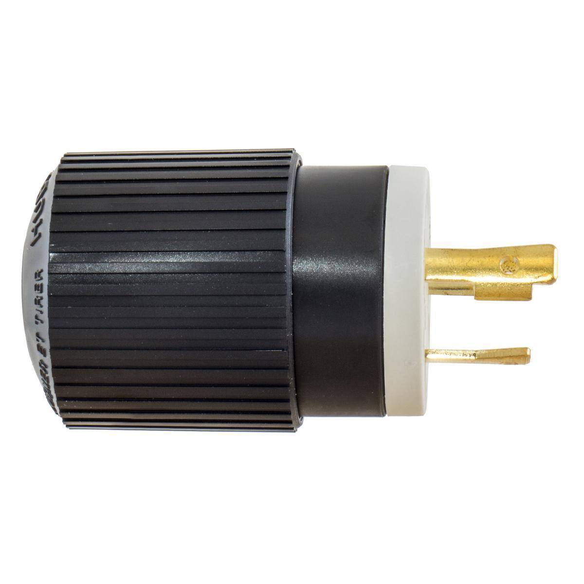 Wiring Device-Kellems Twist-Lock® L630PBKM2 1-Phase Grounding Male Standard Cord Mount Locking Plug, 250 VAC, 30 A, 2 Poles, 3 Wires, Black
