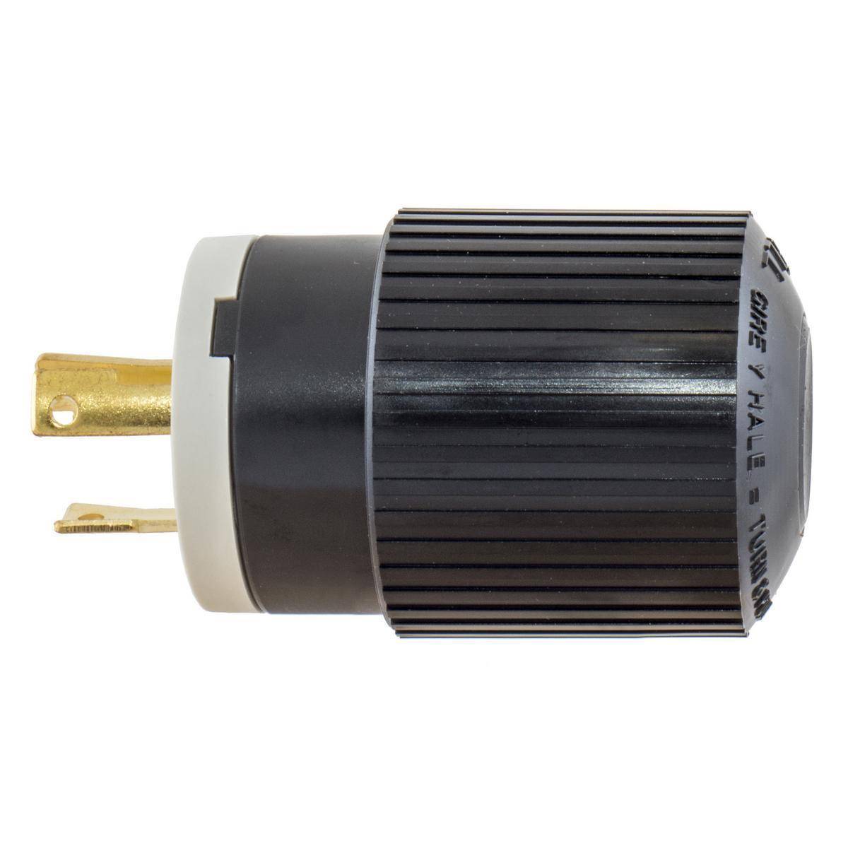 Wiring Device-Kellems Twist-Lock® L630PBKM2 1-Phase Grounding Male Standard Cord Mount Locking Plug, 250 VAC, 30 A, 2 Poles, 3 Wires, Black