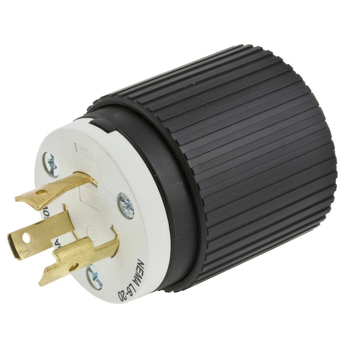 Wiring Device-Kellems Twist-Lock® L715P 1-Phase Grounding Standard Sized Cord Mount Locking Male Plug, 277 VAC, 15 A, 2 Poles, 3 Wires, Black