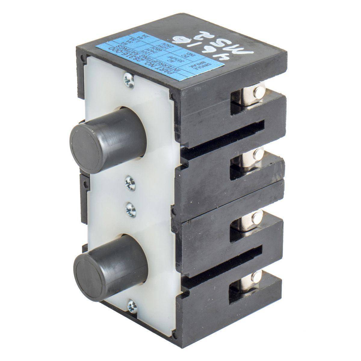 Wiring Device-Kellems MS2 PBS 1-Phase 4-Pole Non-Metallic Pilot Duty Standard Replacement Pendant Insert, For Use With 3-Speed Button Set, 4-Pole, 250 VAC, -40 to 75 deg C Without Impact, Momentary, Surface Mount, Screw Terminal, Black