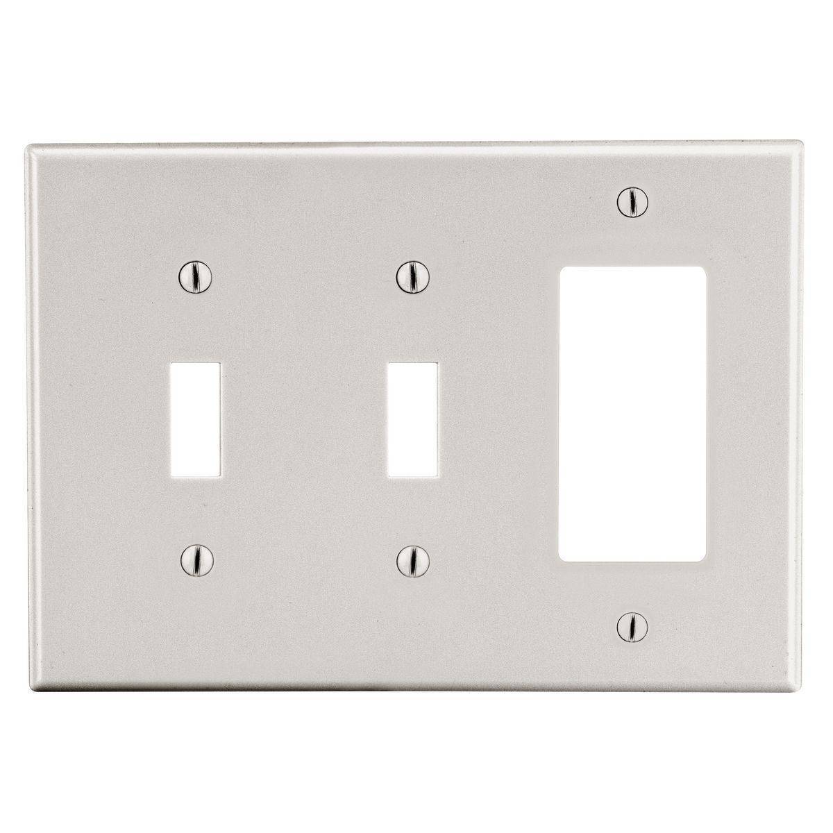 EATON Arrow Hart™ PJ226LA PJ Series Mid-Sized Combination Wall Plate, 3 Gangs, 6.75 in W x 4.87 in H, Polycarbonate/Thermoplastic, Light Almond