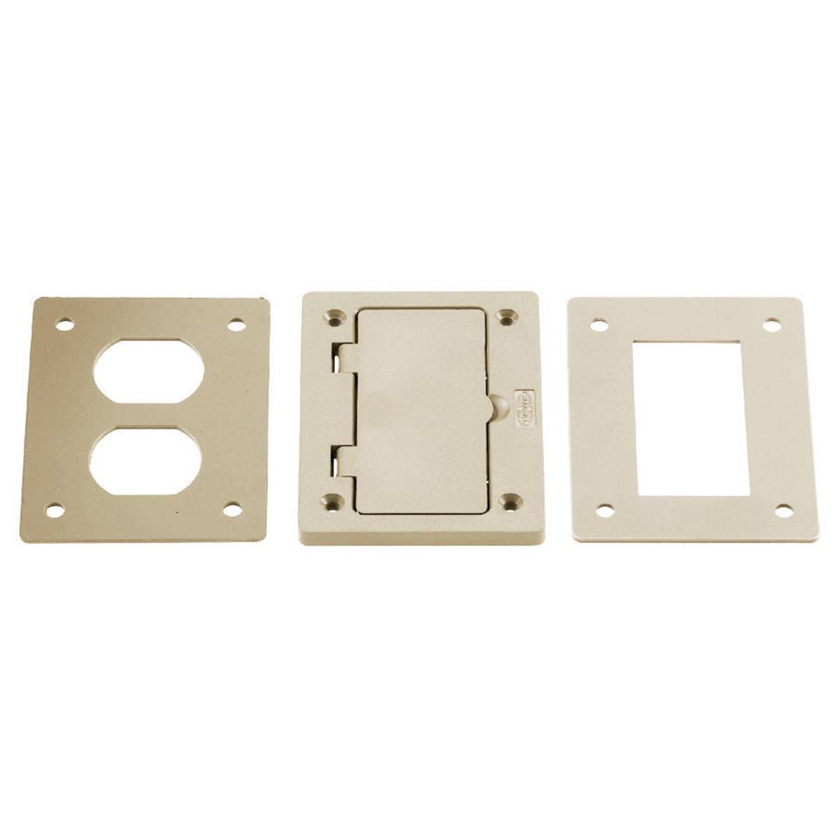 Wiring Device-Kellems ScrubShield® PFBR826IA Decorator Flush Style Molded Non-Metallic Standard Cover and Flange With Duplex and Style Line® Decorator Inserts, 4.15 in L x 2.97 in W x 0.24 in D, PVC