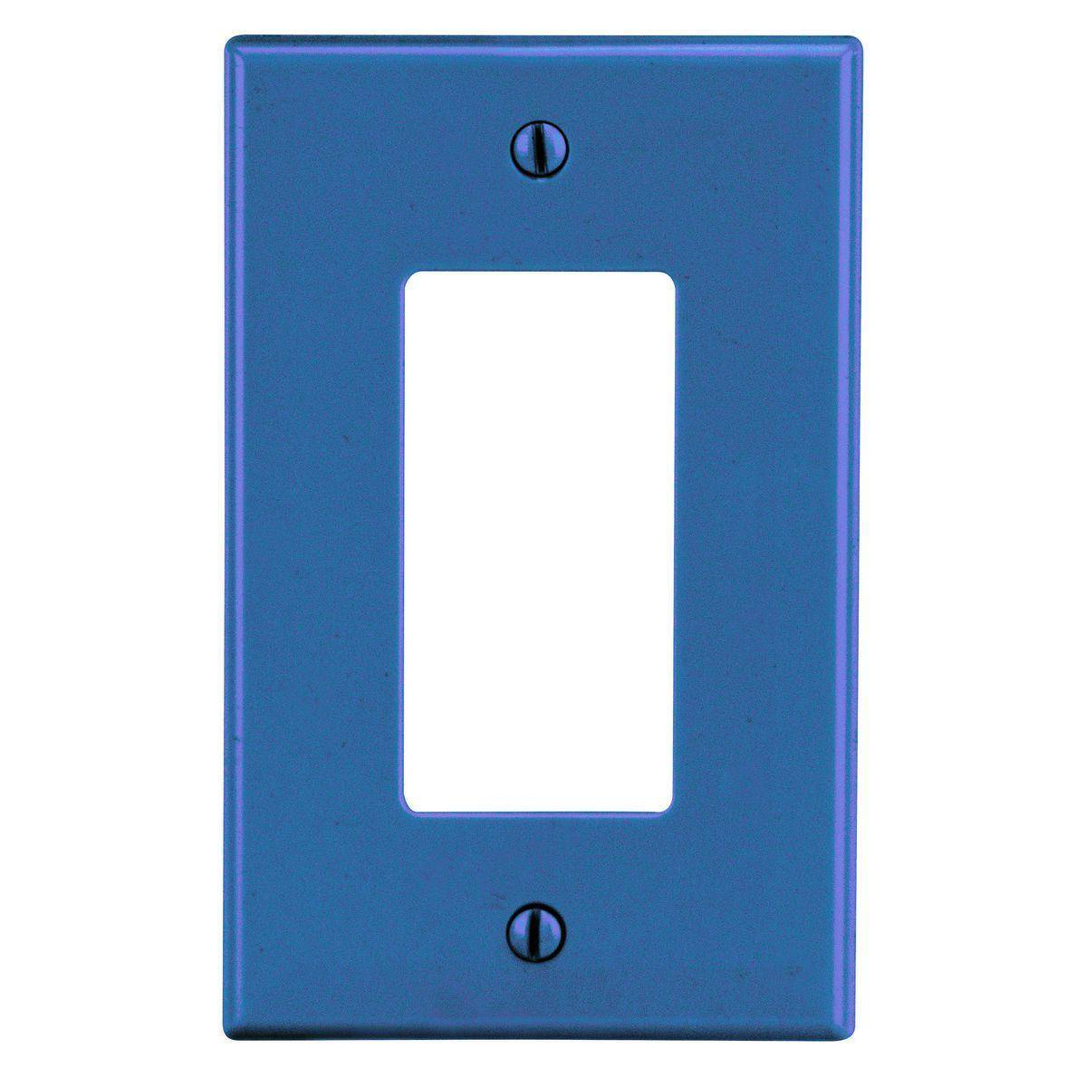 EATON Arrow Hart™ PJ26BL PJ Series Mid-Sized Decorator Wall Plate, 1 Gangs, 3.12 in W x 4.87 in H, Polycarbonate/Thermoplastic, Blue