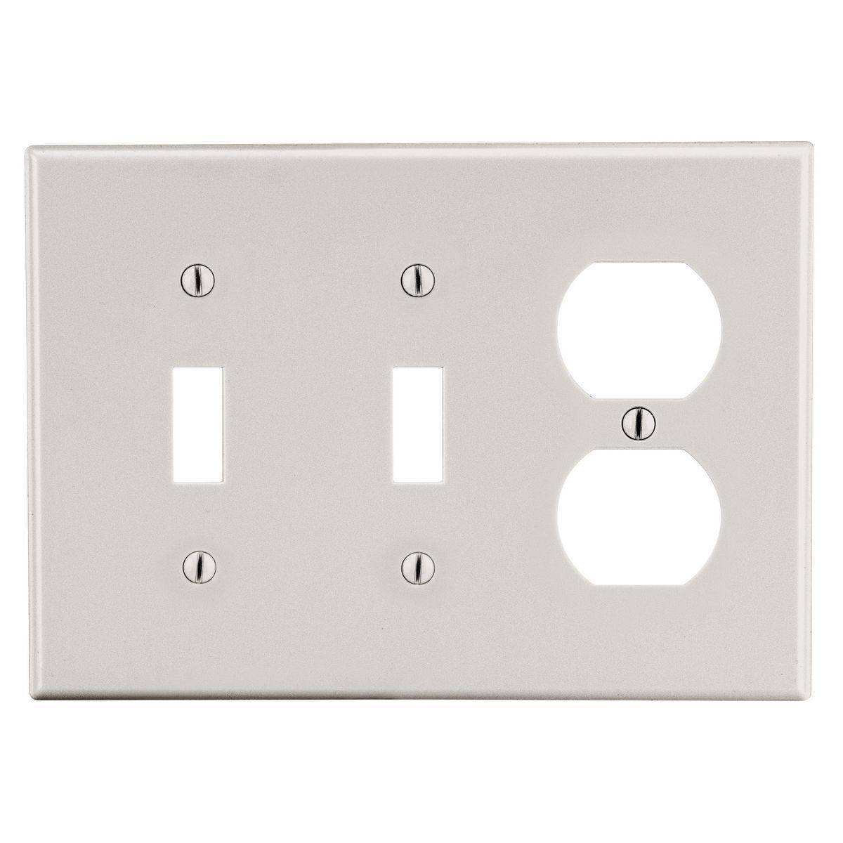 EATON Arrow Hart™ PJ28LA PJ Series Mid-Sized Combination Wall Plate, 3 Gangs, 6.75 in W x 4.87 in H, Polycarbonate/Thermoplastic, Light Almond