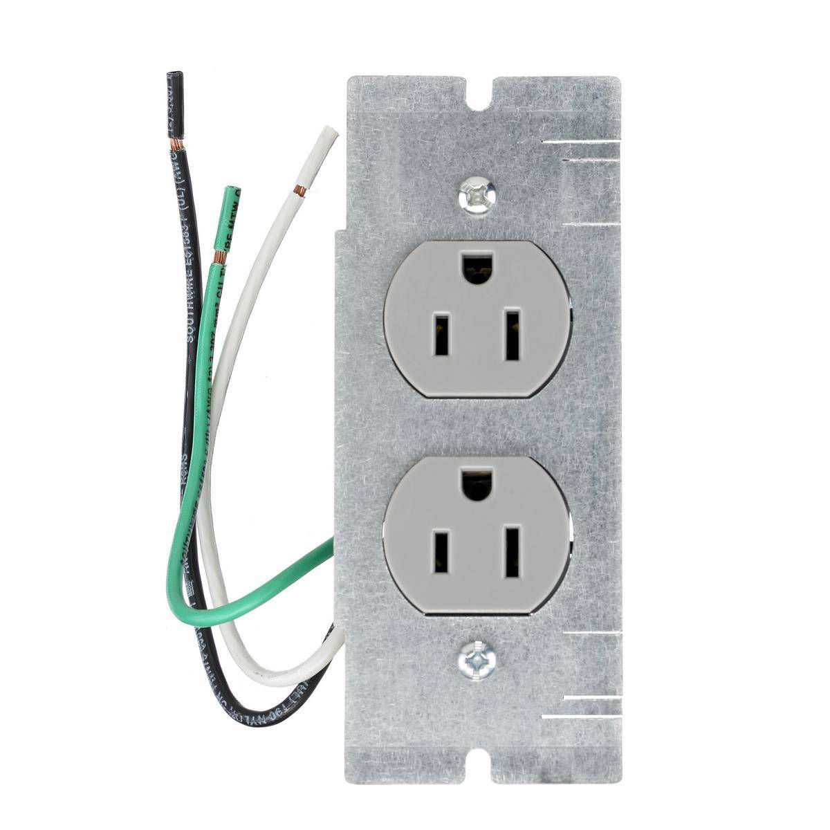 PREMISE WIRING SystemOne® PWFBMPCR15GRY Duplex Standard Sized Pre-Wired Device Plate With Plate, 5.01 in L x 2.04 in W, 1 Gangs, Stamped Steel