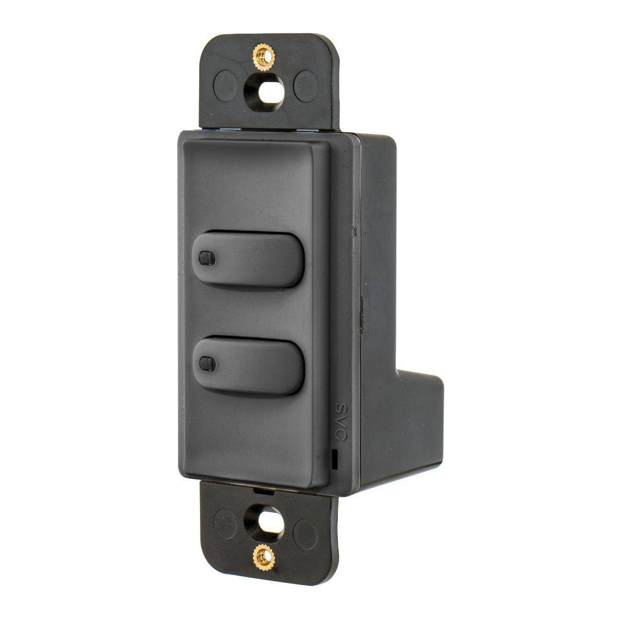 Wiring Device-Kellems Load:Logic® RCS2BK 2-Button Standard Adjustable Room Controller Switch With Pilot Light, 24 VDC, Black