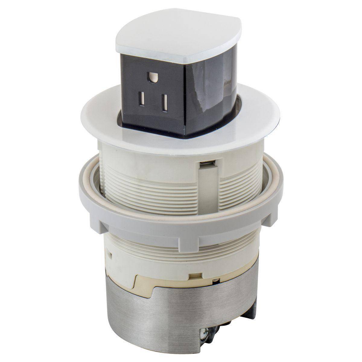 PREMISE WIRING RCT200W 1-Duplex Standard Surface Mount Tamper-Resistant Pop-Up Kitchen Counter Receptacle, Composite