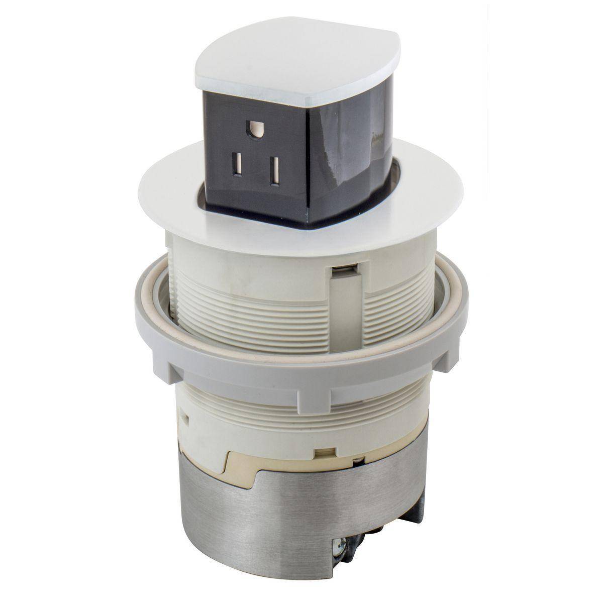 PREMISE WIRING RCT201W 1-Duplex Flush Mount Standard Tamper-Resistant Pop-Up Kitchen Counter Receptacle, Composite