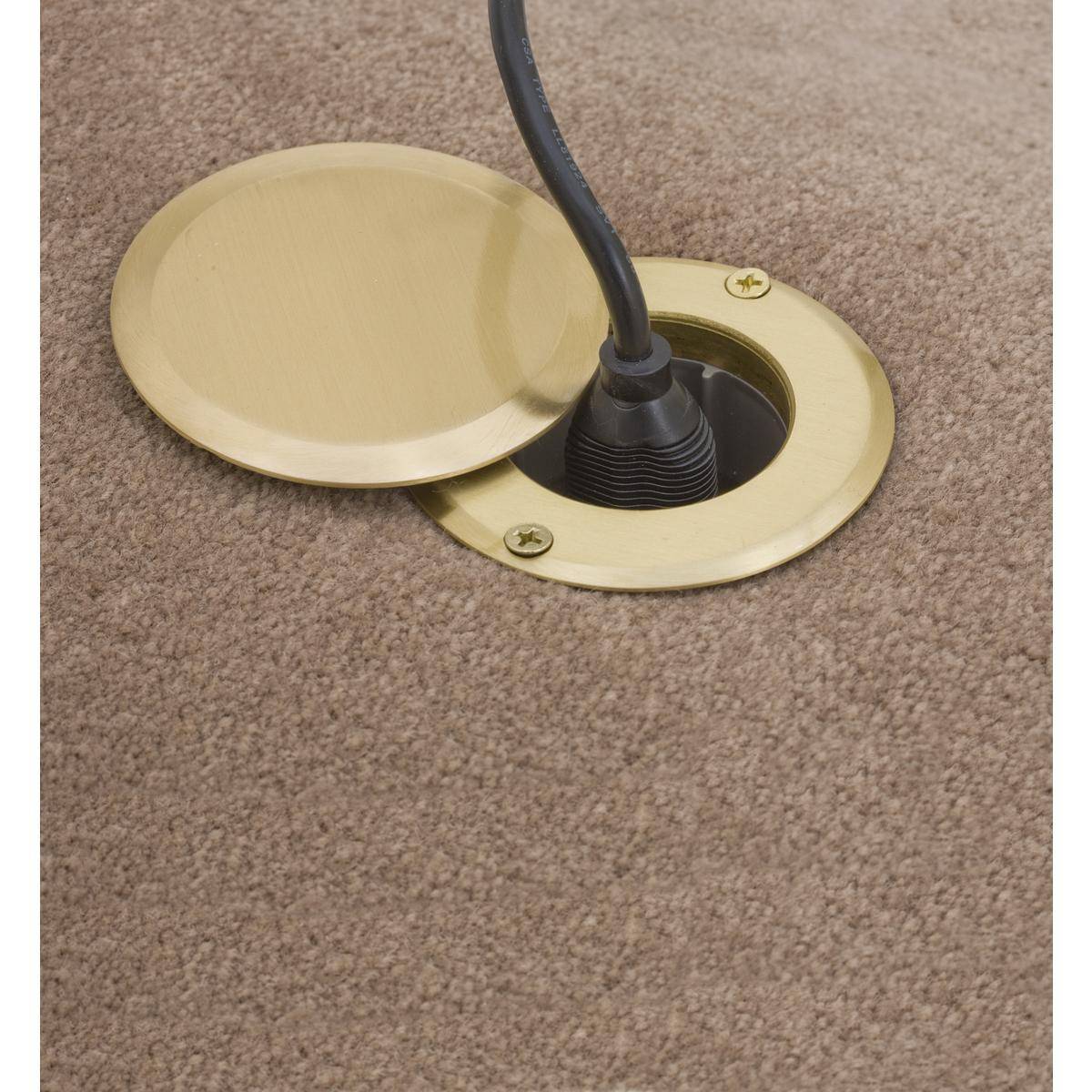 PREMISE WIRING tradeSELECT® RF151R Complete Drop-In Non-Metallic Molded Standard Floor Box Kit, Solid Brass, 1 Outlet, 2 Knockouts, 8.04 in H