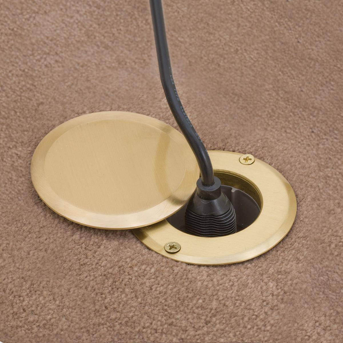 PREMISE WIRING tradeSELECT® RF151R Complete Drop-In Non-Metallic Molded Standard Floor Box Kit, Solid Brass, 1 Outlet, 2 Knockouts, 8.04 in H