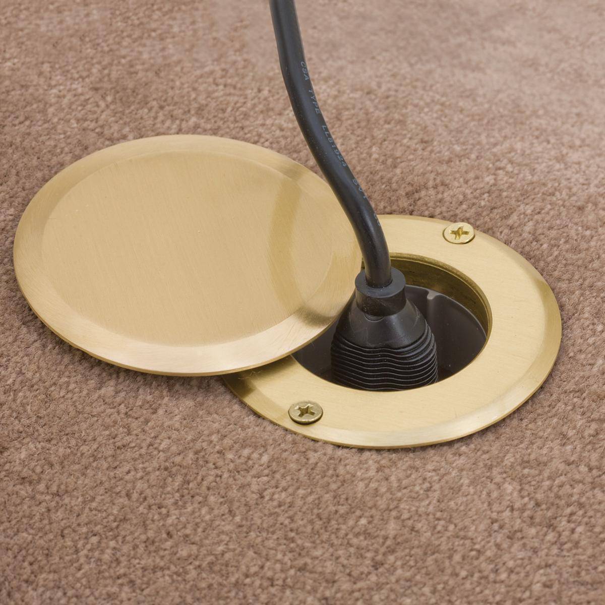 Bryant Electric Wiring Device-Kellems RF201R 2-Pole 3-Wire Non-Metallic Standard Floor Box Kit, Brass, 2 Knockouts