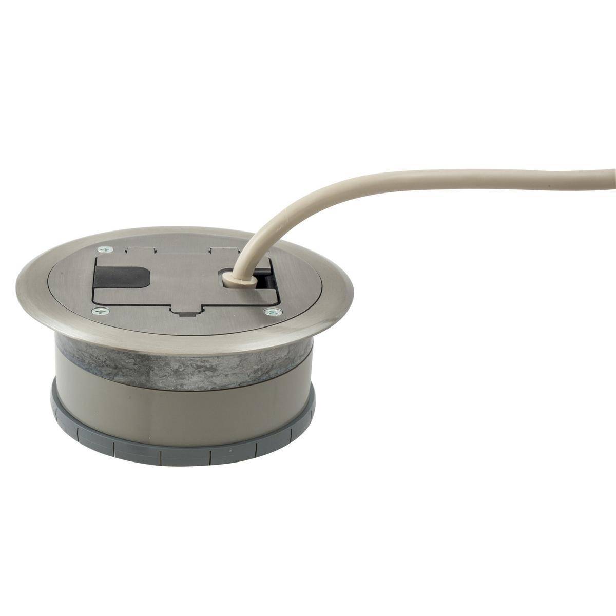 PREMISE WIRING Wiring Device-Kellems tradeSELECT® RF406ALU Residential Series Hinged Flange Door Cover Assembly Slab-On Floor Box, Die Cast Aluminum, 300 lb Capacity, 1 Gang, 2.43 in H