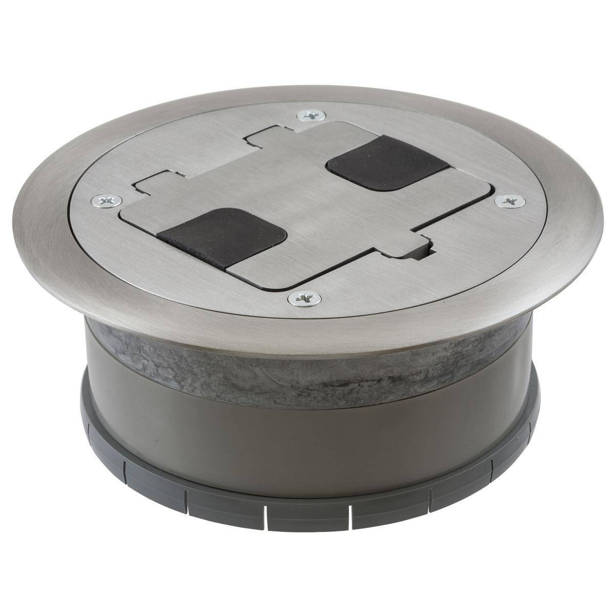 PREMISE WIRING Wiring Device-Kellems tradeSELECT® RF406ALU Residential Series Hinged Flange Door Cover Assembly Slab-On Floor Box, Die Cast Aluminum, 300 lb Capacity, 1 Gang, 2.43 in H