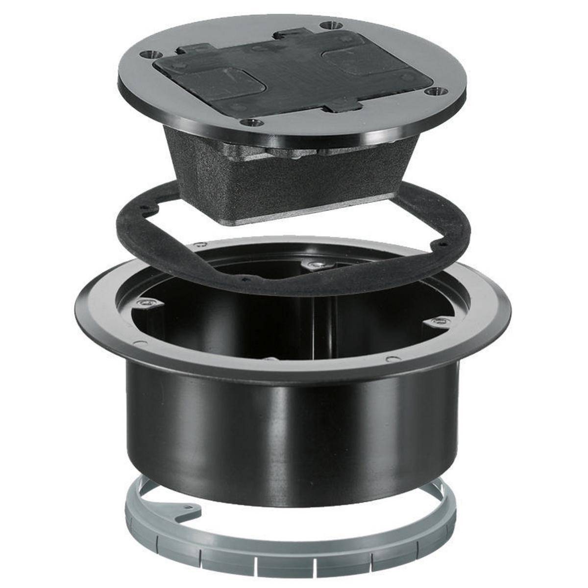 Bryant Electric Wiring Device-Kellems RF406BK Interior Flange/Hinged Door Cover Non-Metallic Molded Standard Floor Box