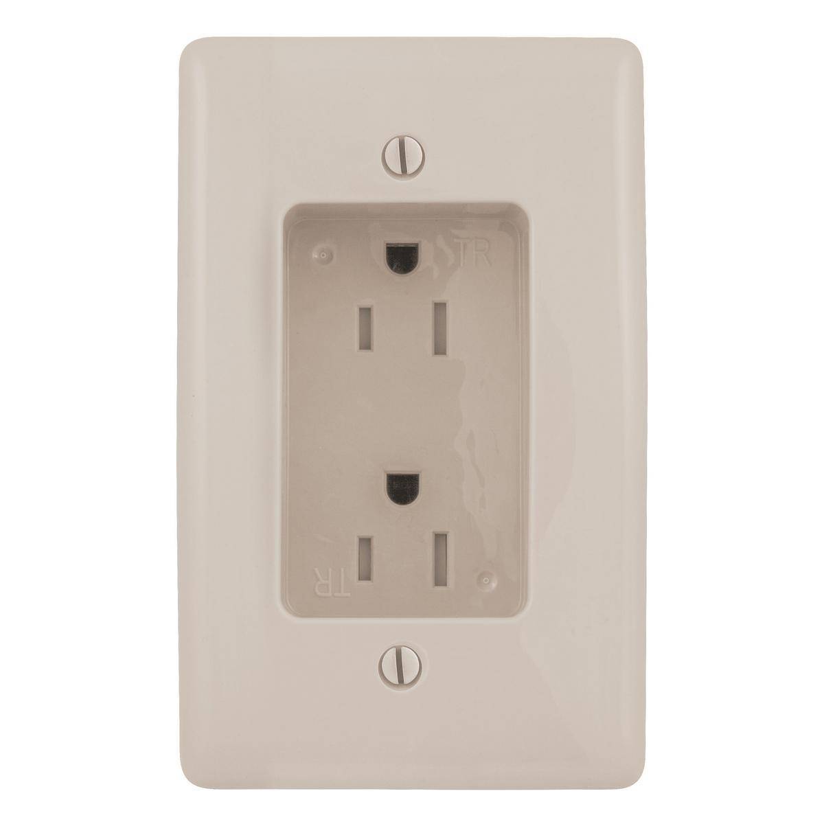 Wiring Device-Kellems tradeSELECT® RR1510LA 1-Phase 2-Gang Duplex Standard Tamper Resistant Screw Mount Recessed Receptacle, 125 VAC, 15 A, 2 Poles, 3 Wires, Light Almond