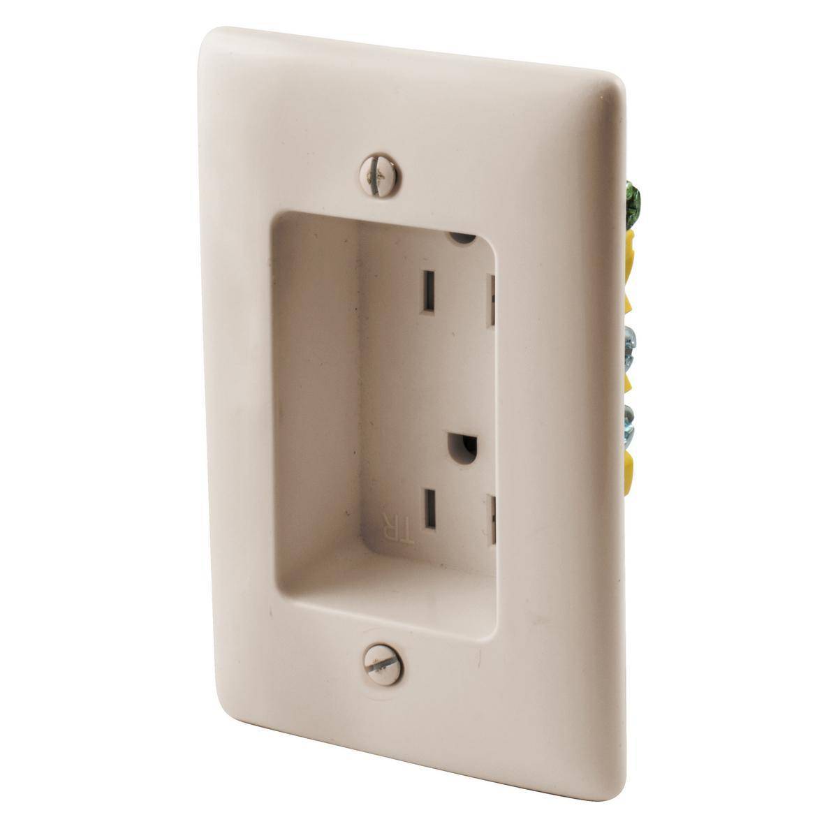 Wiring Device-Kellems tradeSELECT® RR1510LA 1-Phase 2-Gang Duplex Standard Tamper Resistant Screw Mount Recessed Receptacle, 125 VAC, 15 A, 2 Poles, 3 Wires, Light Almond