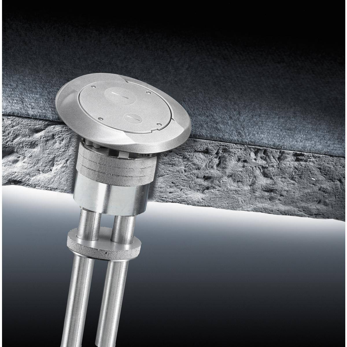 Wiring Device-Kellems SystemOne S1SPFFAL Fire-Rated Poke-Through Sub Plate, 8 in Dia, 2.41 in L, Cast Aluminum