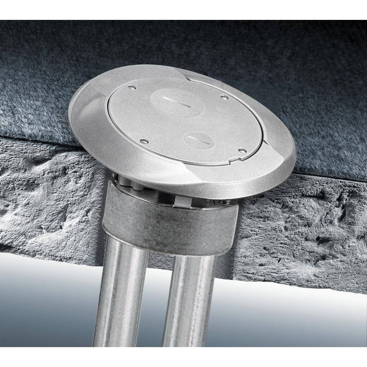 Wiring Device-Kellems SystemOne S1SPFFAL Fire-Rated Poke-Through Sub Plate, 8 in Dia, 2.41 in L, Cast Aluminum