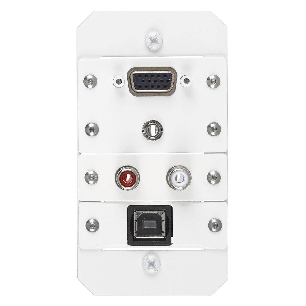 Wiring Device-Kellems SystemOne S1R10CSPC Standard Center Sub Plate With (4) Extron MAAP Opening, 4.18 in L x 2.22 in W x 0.06 in D, Steel
