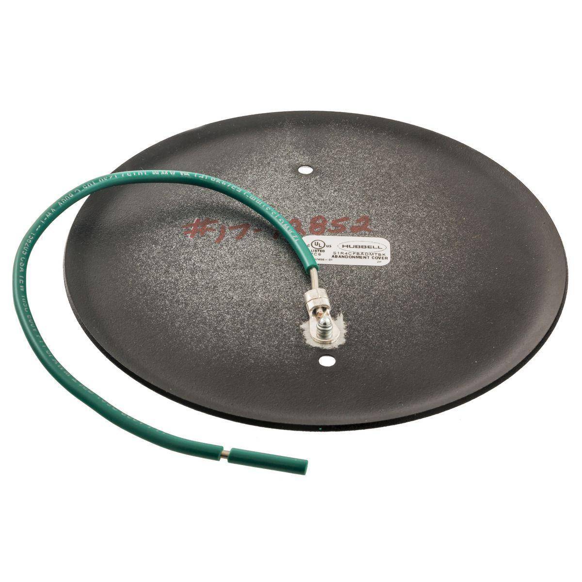 Wiring Device-Kellems SystemOne S1R4CFBADMTBK Recessed Standard Abandonment Plate, For Use With 4 in CFB Floor Box, 4 in Core Hole, Floor Mount, Aluminum, Black