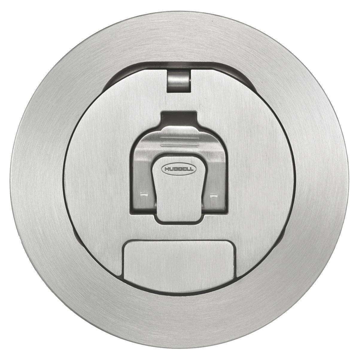 Wiring Device-Kellems SystemOne AFBS1R4CVRALU Fabricated Single Fold Under Cable Egress Door Floor Box Cover, 4 in Dia, 5-1/2 in L x 5-1/2 in W, Cast Aluminum