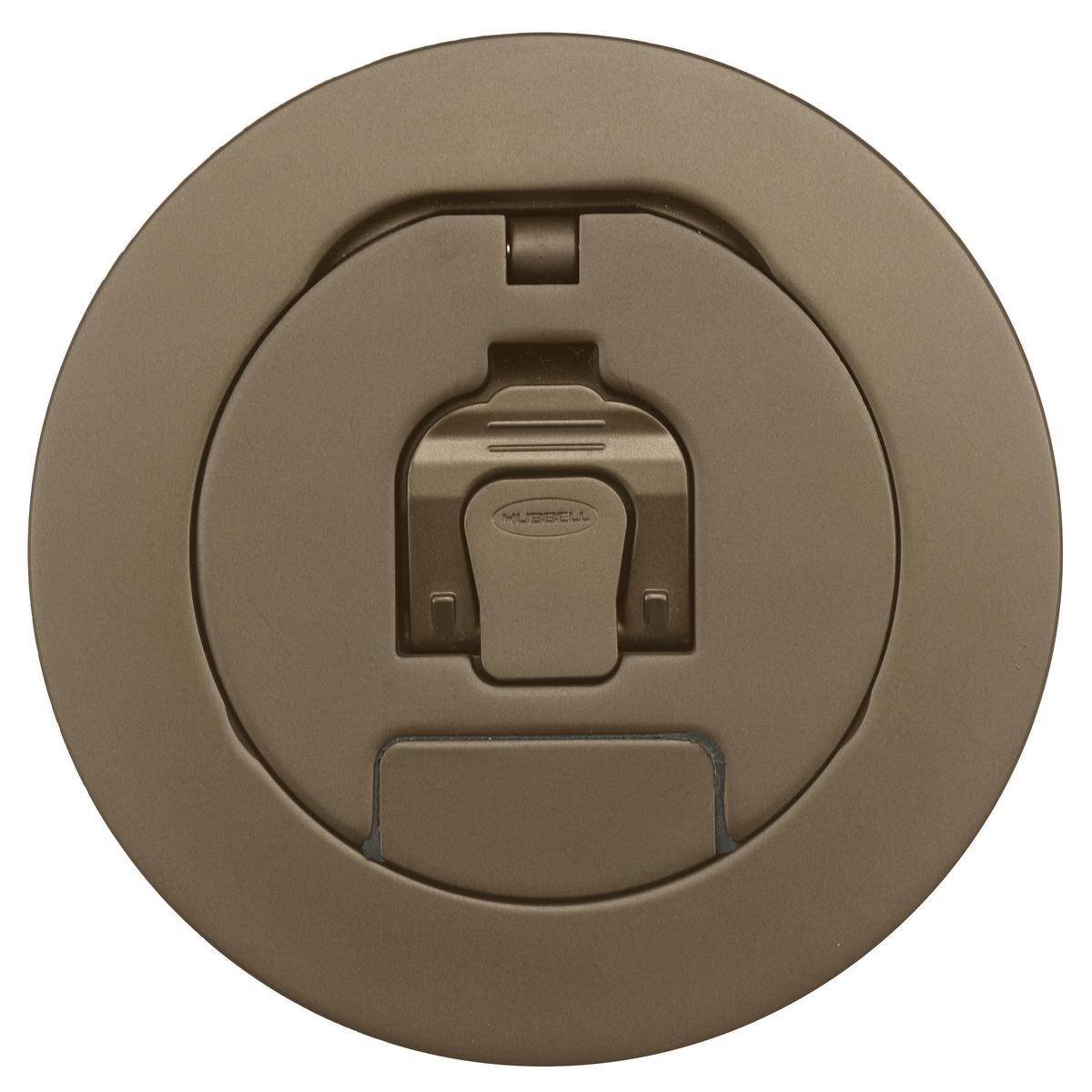 Wiring Device-Kellems SystemOne AFBS1R4CVRBRZ Fabricated Single Fold Under Cable Egress Door Floor Box Cover, 4 in Dia, 5-1/2 in L x 5-1/2 in W, Cast Aluminum