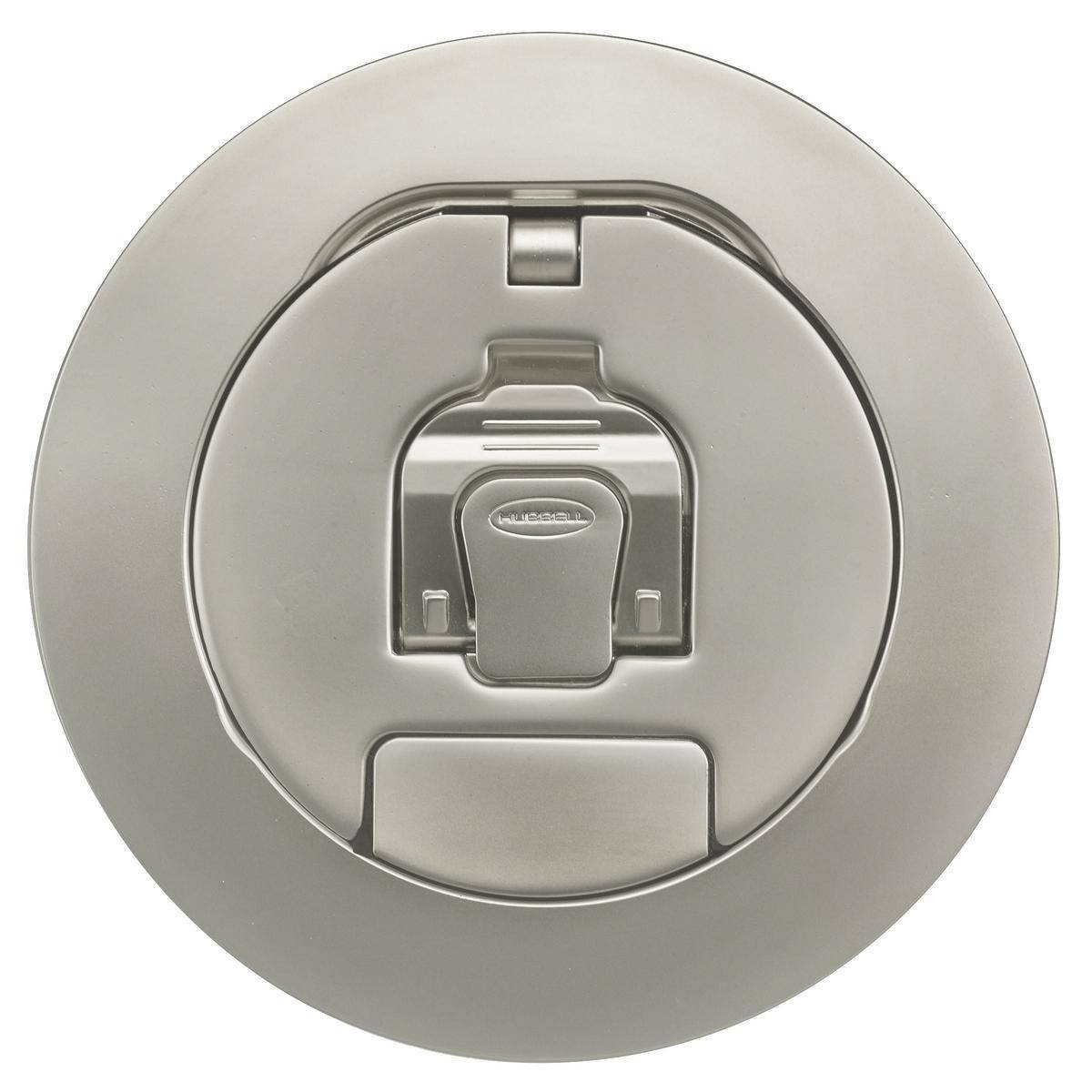 Wiring Device-Kellems SystemOne™ AFBS1R4CVRNKL AFB Fabricated Single Fold Under Cable Egress Door Floor Box Cover, 4 in Dia, Composite/Aluminum