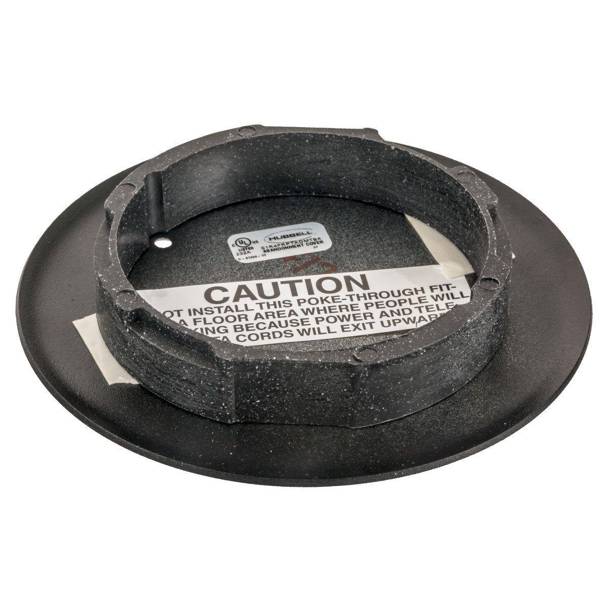Wiring Device-Kellems ScrubShield® SystemOne® S1R4FRPTADMTBK Recessed Standard Abandonment Plate, For Use With 4 in S1R4 Fire-Rated Poke Through Unit, 4 in Core Hole, Threaded Mount, Aluminum, Black
