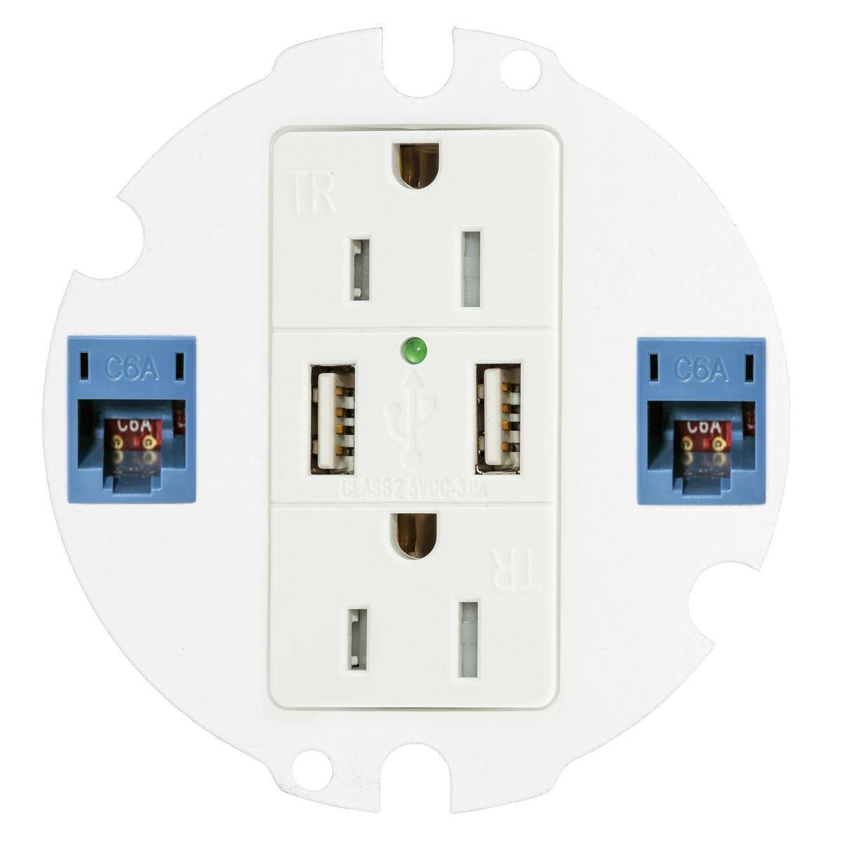 Wiring Device-Kellems SystemOne S1R4SP2X2STYLETJ Standard Sub Plate With (1) Decorator Ortronics® TracJack® Device Opening and (2) Ortronics® TracJack® Opening, 4 in Dia, 2.64 in W, Stamped Steel