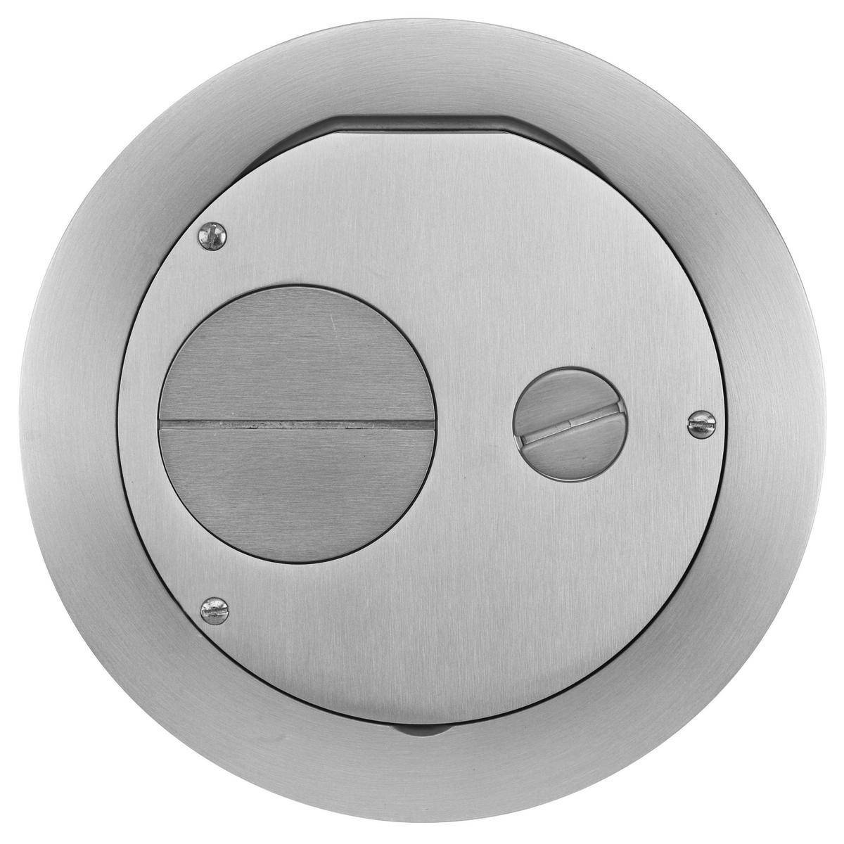 Wiring Device-Kellems SystemOne AFBS1R6FFCVRALU Fabricated Furniture Feed Floor Box Cover With 2 in and 3/4 in Conduit Hub, 6 in Dia, 7-1/2 in L x 7-1/2 in W, Cast Aluminum