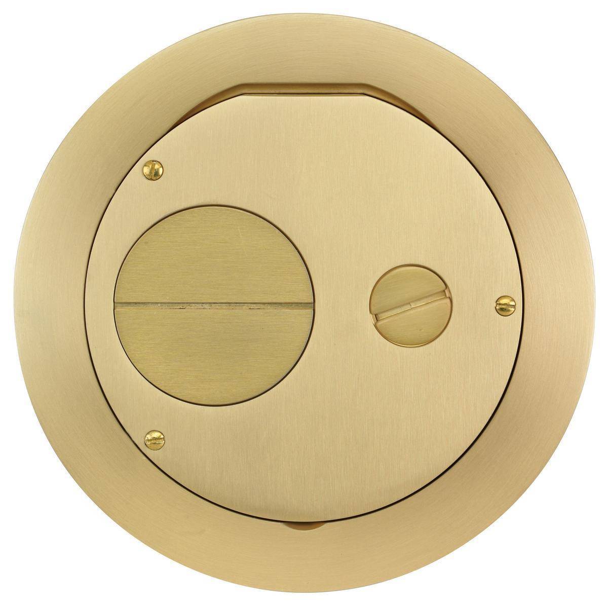 Wiring Device-Kellems SystemOne™ AFBS1R6FFCVRBRS AFB Fabricated Furniture Feed Floor Box Cover With 2 in, 3/4 in Threaded Hubs, 6 in Dia, Composite/Aluminum