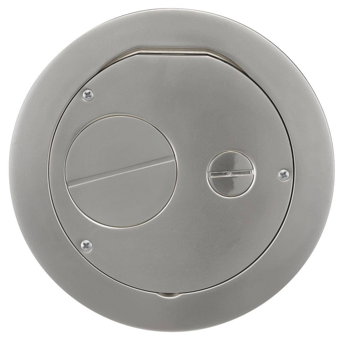 Wiring Device-Kellems SystemOne™ AFBS1R6FFCVRNKL AFB Fabricated Furniture Feed Floor Box Cover With 2 in, 3/4 in Threaded Hubs, 6 in Dia, Composite/Aluminum