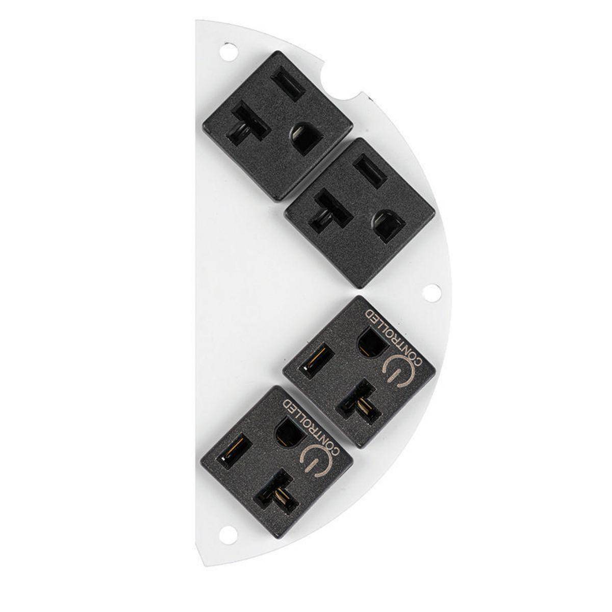 Wiring Device-Kellems SystemOne S1R6SPHC2 Controlled Laser Marked/Standard Sized/Left Side Sub Plate With (4) 20 A Pre-Wired Receptacle Cubes, 5-1/4 in L x 2.48 in W, Steel
