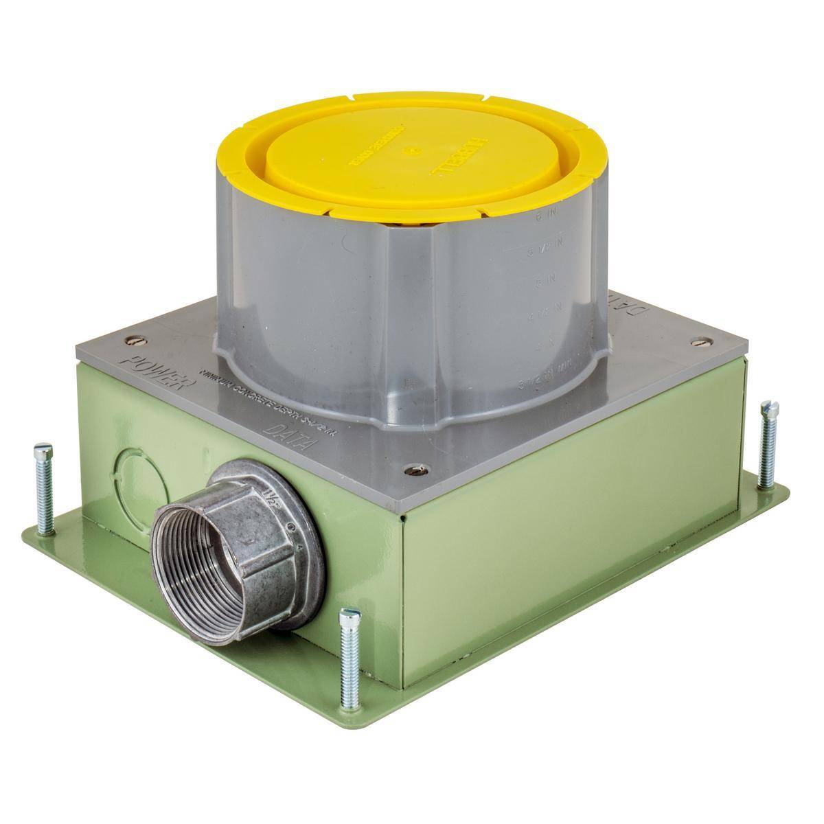 Wiring Device-Kellems SystemOne S1SFBAVCR Corrosion Resistant Concrete Floor Box, Composite, 177.5 cu-in Capacity, 7-1/2 in L x 9-1/2 in W x 3 in H