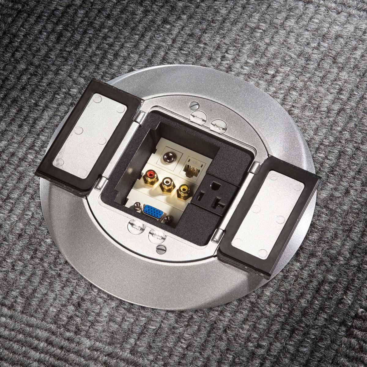 Wiring Device-Kellems SystemOne S1SP3IM Standard Fire-Rated Poke-Through Sub Plate, 5.36 in Dia, 6.26 in L, Cast Aluminum