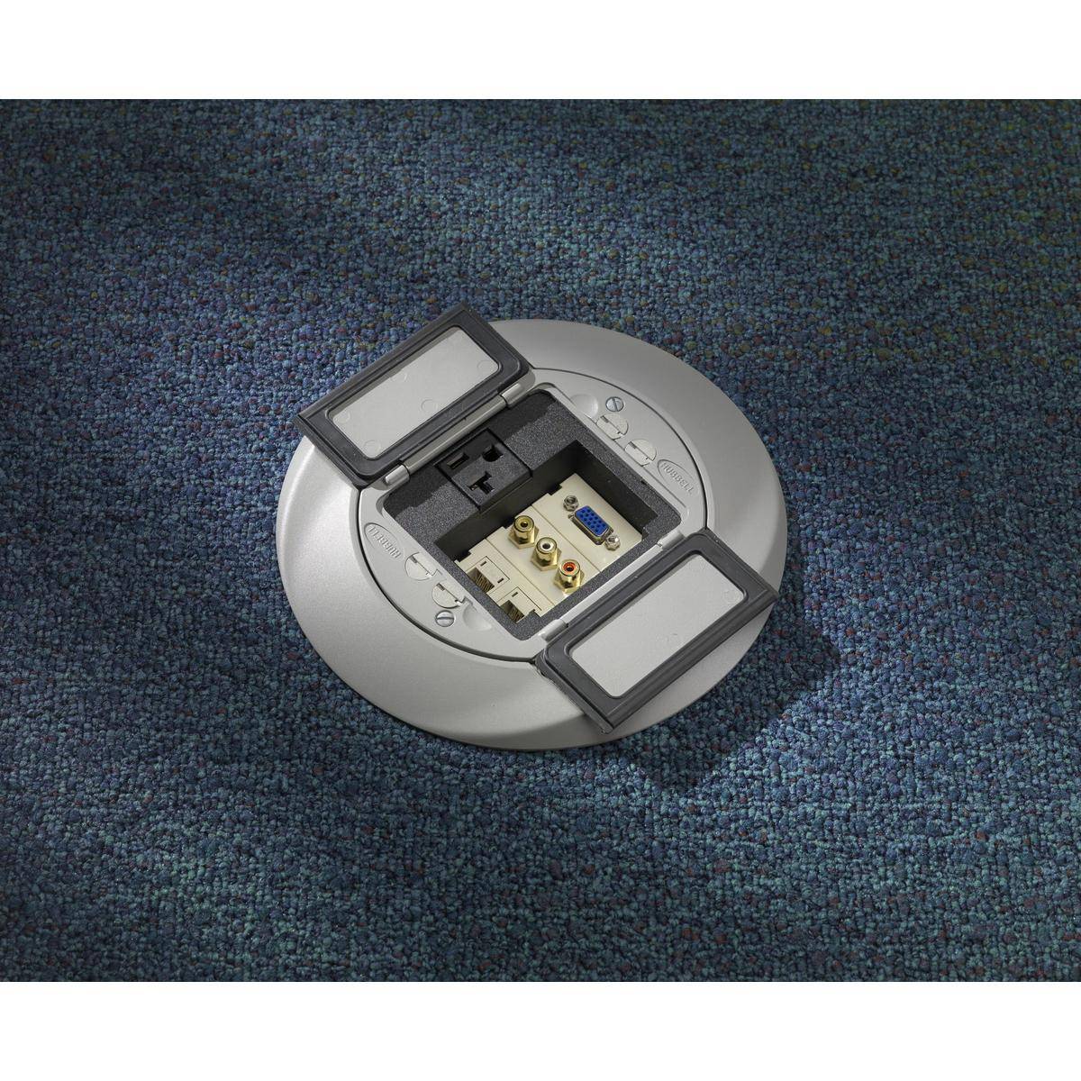 Wiring Device-Kellems SystemOne S1SP3IM Standard Fire-Rated Poke-Through Sub Plate, 5.36 in Dia, 6.26 in L, Cast Aluminum