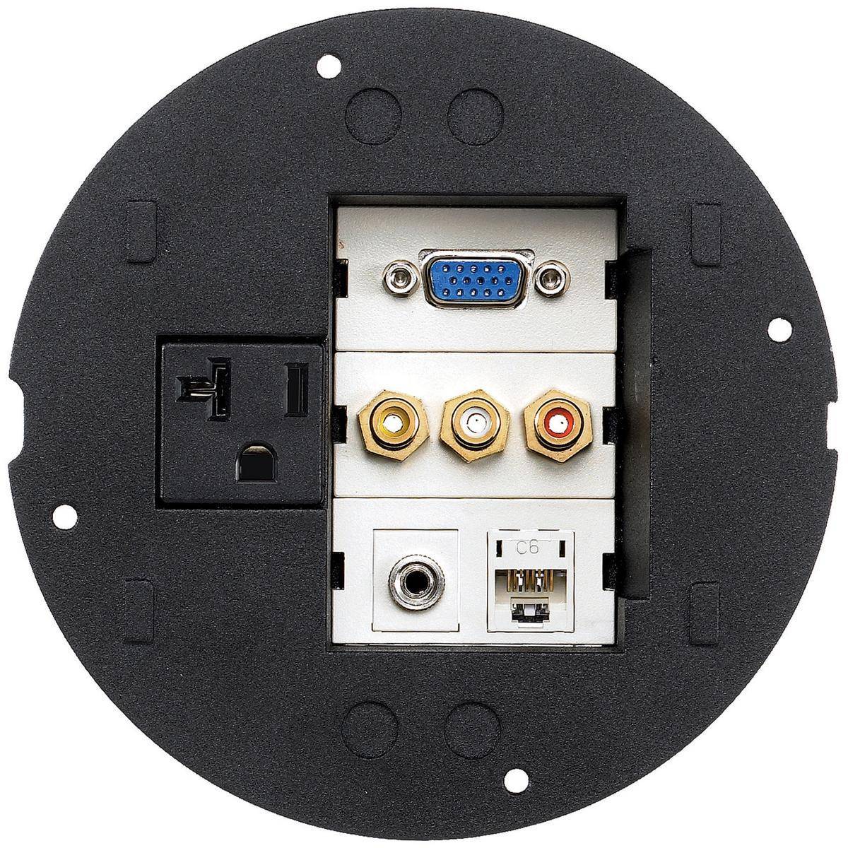 Wiring Device-Kellems SystemOne S1SP3IM Standard Fire-Rated Poke-Through Sub Plate, 5.36 in Dia, 6.26 in L, Cast Aluminum