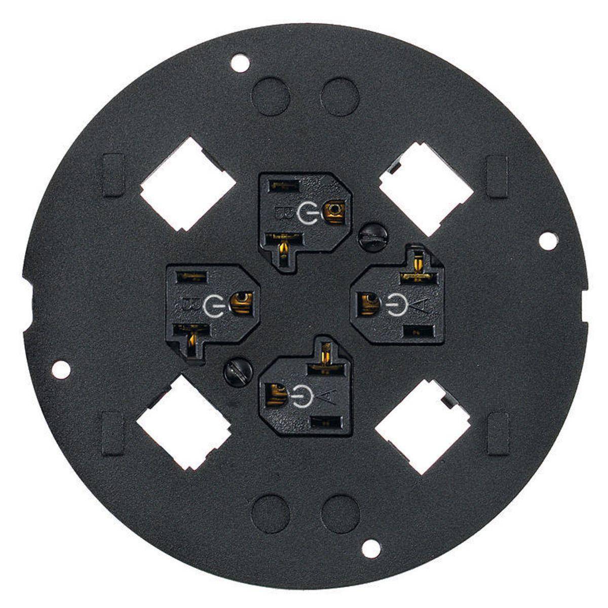 Wiring Device-Kellems ScrubShield® SystemOne S1SP4X4PAC (4) Panduit Jacks/Controlled Sticker Sub Plate With (4) 20 A Pre-Wired Receptacles, 5.36 in Dia