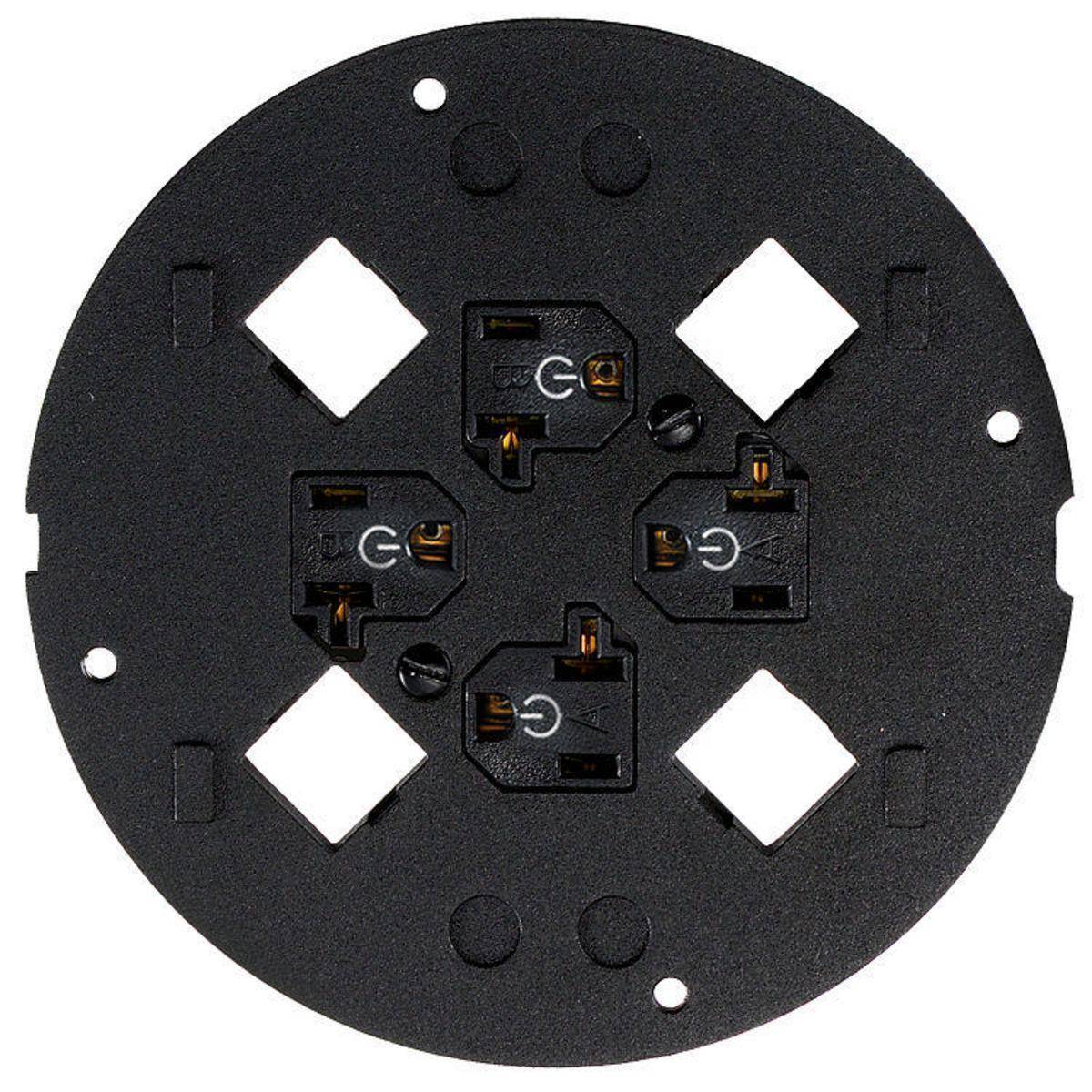 Wiring Device-Kellems SystemOne ScrubShield® S1SP4X4SYSC Controlled Sticker Standard Sized Sub Plate With (4) 20 A Pre-Wired Receptacles, 5.36 in Dia, Composite