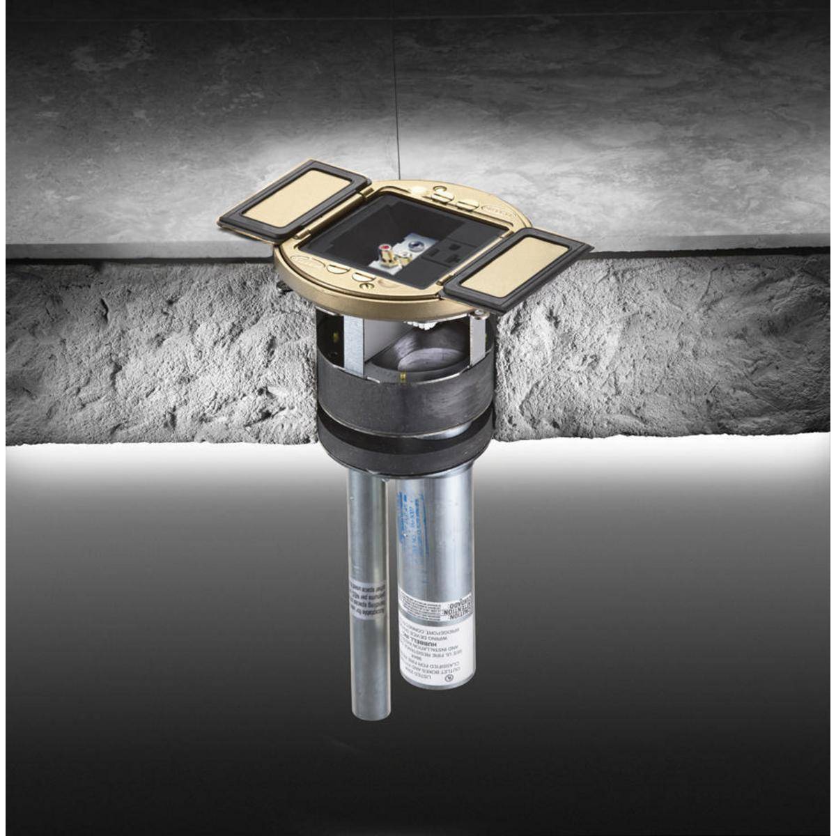 Wiring Device-Kellems SystemOne S1SP3IM Standard Fire-Rated Poke-Through Sub Plate, 5.36 in Dia, 6.26 in L, Cast Aluminum