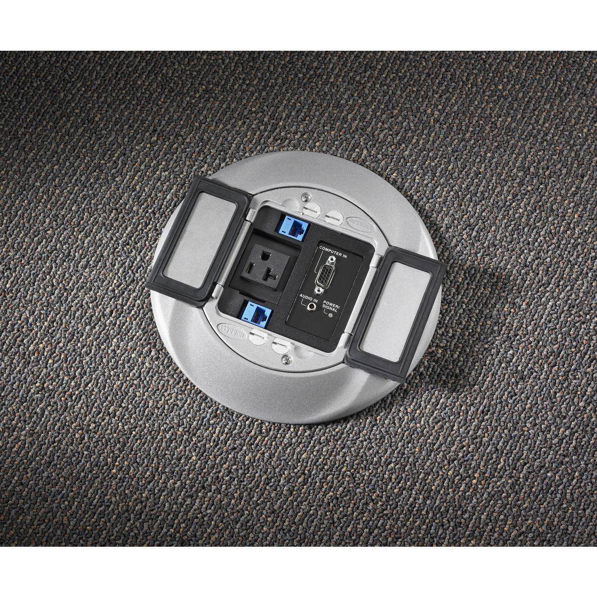 Wiring Device-Kellems ScrubShield® SystemOne S1SPAMM20C Controlled Laser Marked/(1) Decorator Opening/(2) Keystone Jack Opening Sub Plate With (1) 20 A Pre-Wired Receptacle, 5.36 in Dia
