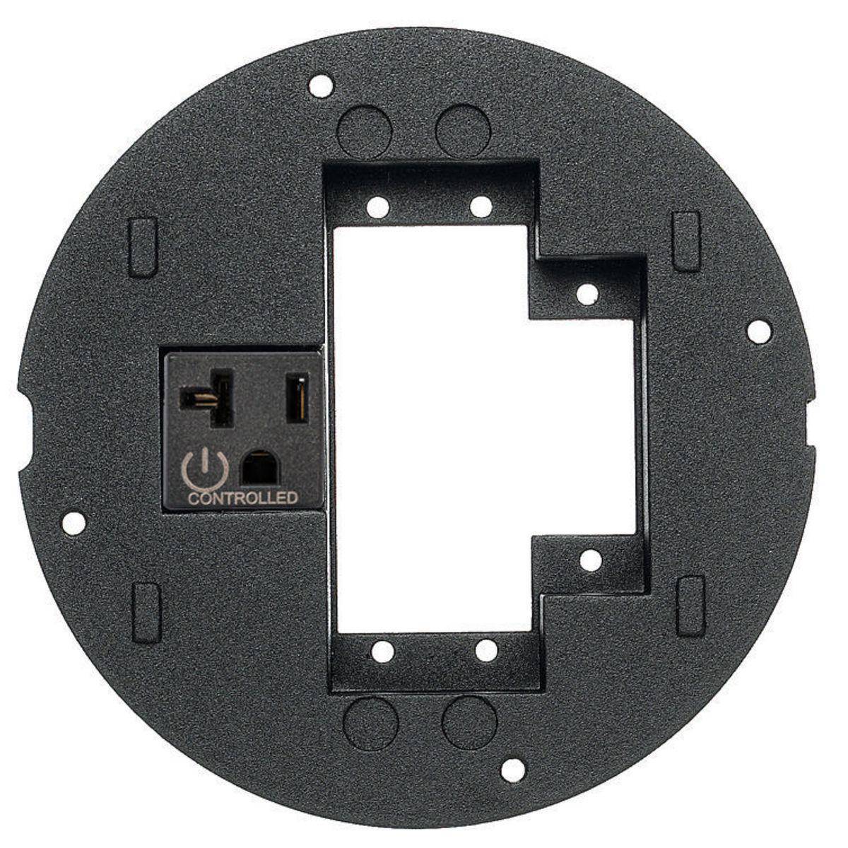Wiring Device-Kellems ScrubShield® SystemOne S1SPEXT2C Controlled Laser Marked/(2) Extron® MAAP/(2) Extron® AAP Opening/Standard Sized Sub Plate, 5.36 in Dia, Composite