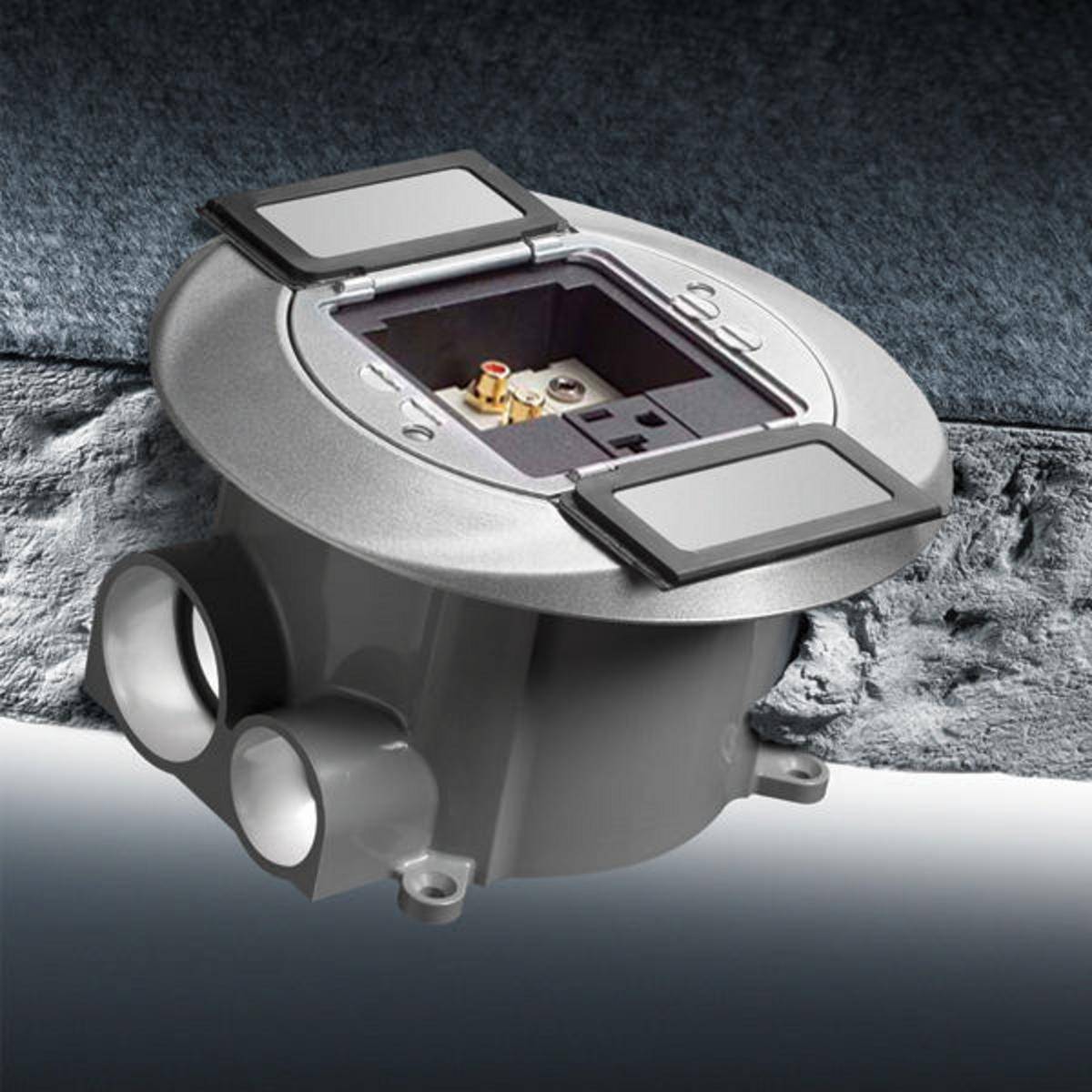 Wiring Device-Kellems SystemOne S1SPEXT2 Standard Fire-Rated Poke-Through Sub Plate, 5.36 in Dia, 6.26 in L, Cast Aluminum