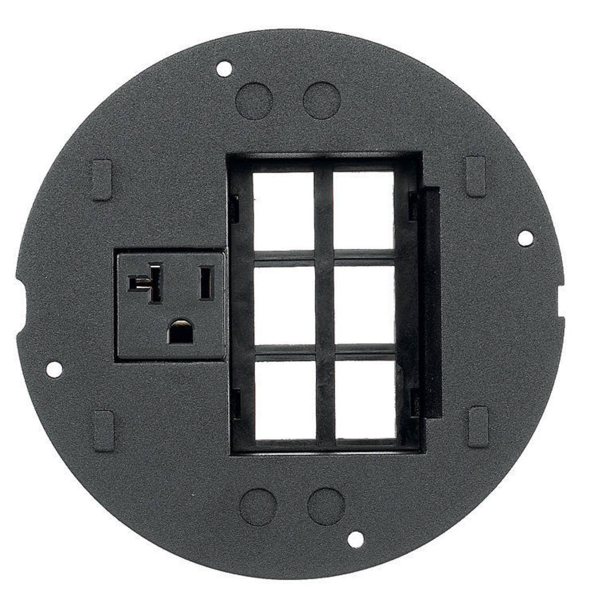 Wiring Device-Kellems SystemOne S1SPMAX Standard Fire-Rated Poke-Through Sub Plate, 5.36 in Dia, 6.26 in L, Cast Aluminum