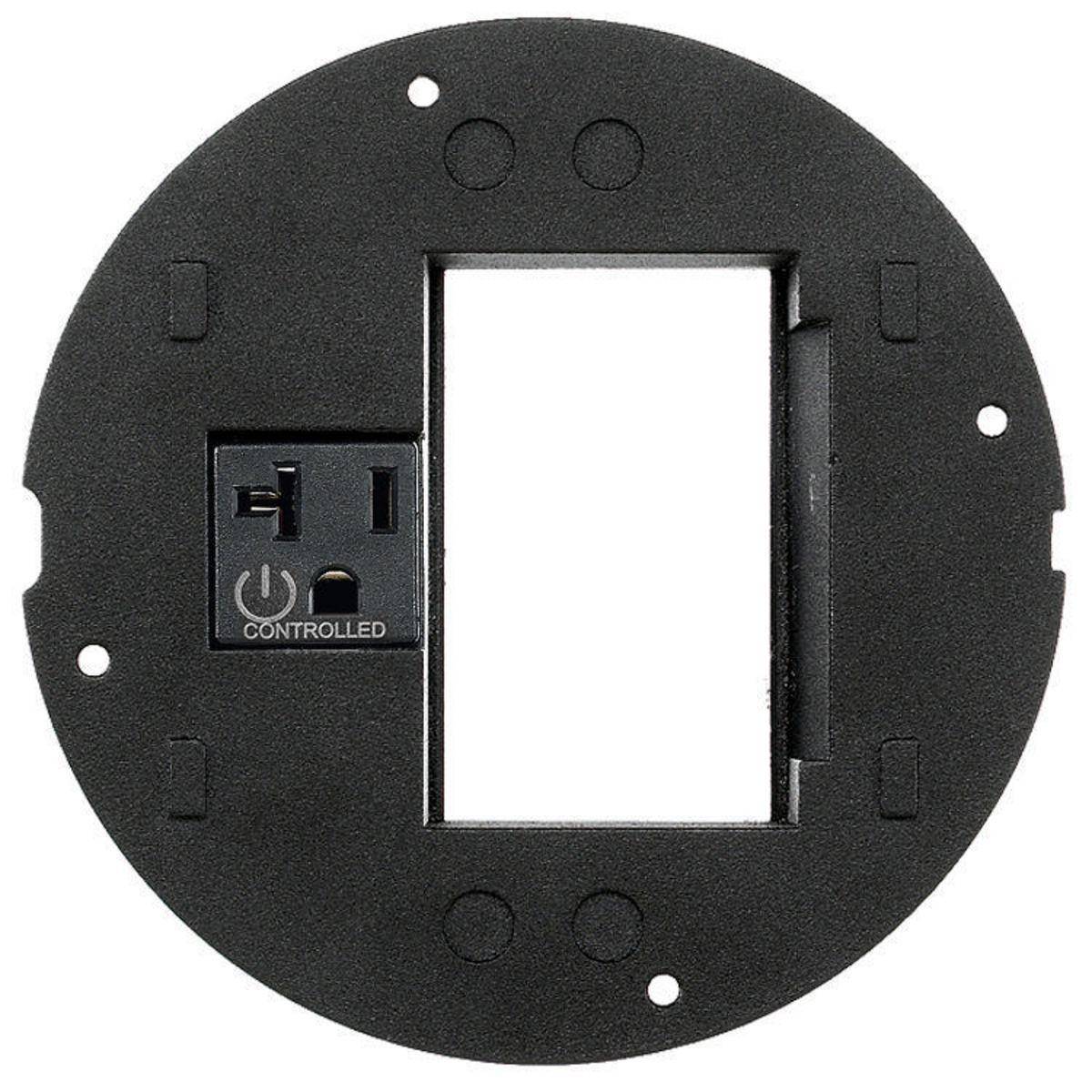 Wiring Device-Kellems SystemOne ScrubShield® S1SPORTC Controlled Laser Marked/Standard Sized Sub Plate With (1) 20 A Pre-Wired Receptacle, 5.36 in Dia, Cast Aluminum